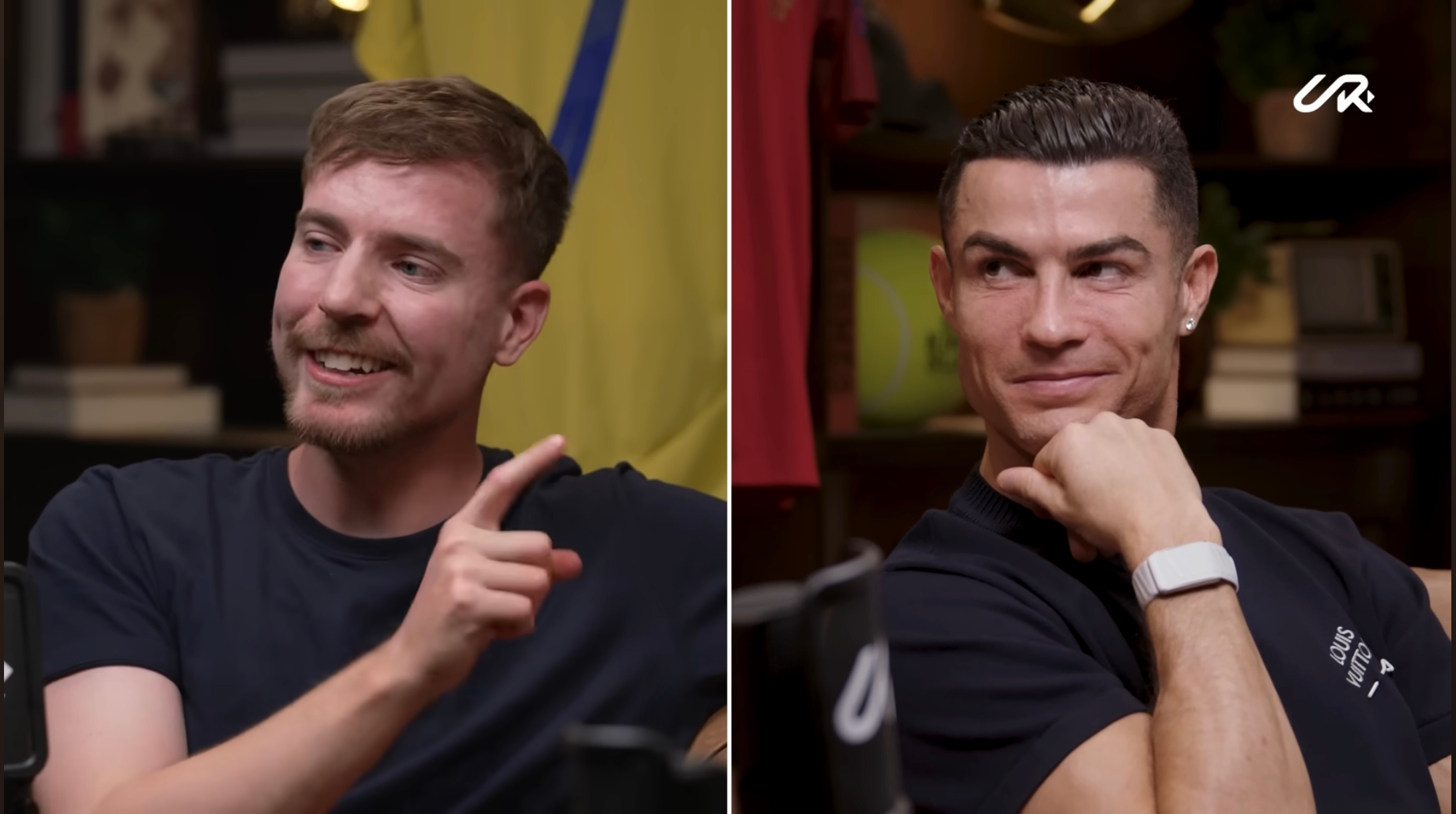 THE GREAT: Saat dua sosok paling terkenal didunia saat ini saling duduk bersebelahan dan berbincang. Cristiano Ronaldo mengundang Jimmy (Mr. Beast) untuk datang ke podcastnya.