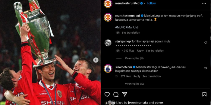 Komentar Manchester United terhadap kasus Gus Miftah (foto: instagram @manchesterunited)