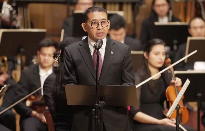 Fadli Zon pada pembukaan acara US-Indonesia Gala 75 Concert at the 75th Anniversary of US-Indonesia Bilateral Relations di Aula Simfonia, Jakarta. (Instagram: fadlizon)