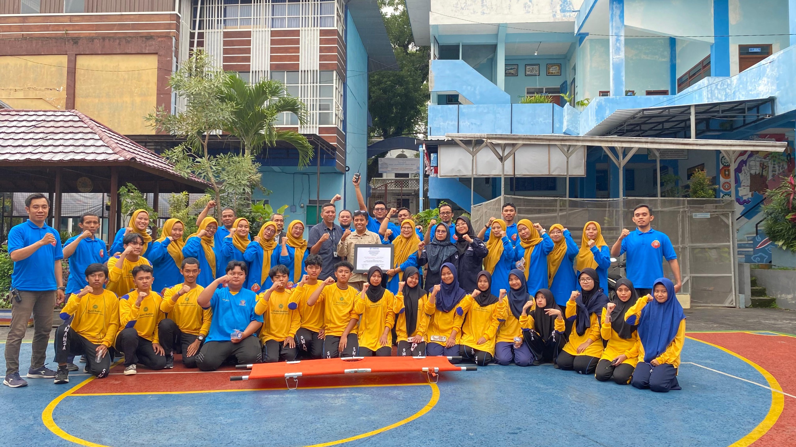 TANGGAP BENCANA. Kegiatan yang diinisiasi oleh SMAMSA Malang memperkuat komitmennya sebagai sekolah pelopor tanggap bencana