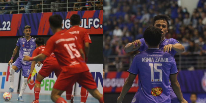 KEMENANGAN PENTING: Andres Josue Teran (kiri) dijaga beberapa penggawa Rafhely FC, kemarin sore. Dia dinobatkan sebagai man of the match. Foto kiri, Armia zainul merayakan gol ketiga Unggul FC