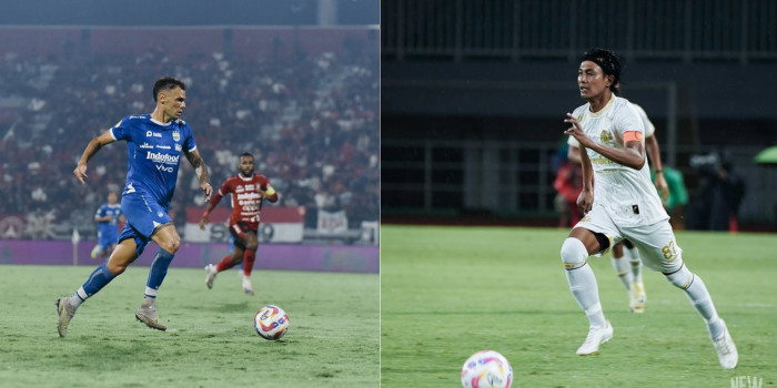 HARUS FOKUS: Jhon Alfarizi (kanan) harus mewaspadai gelandang serang Persib Tyronne del Pino dalam laga pekan ke-20, nanti sore. SATRIA CAHYONO/RADAR MALANG. INSTAGRAM PERSIB BANDUNG