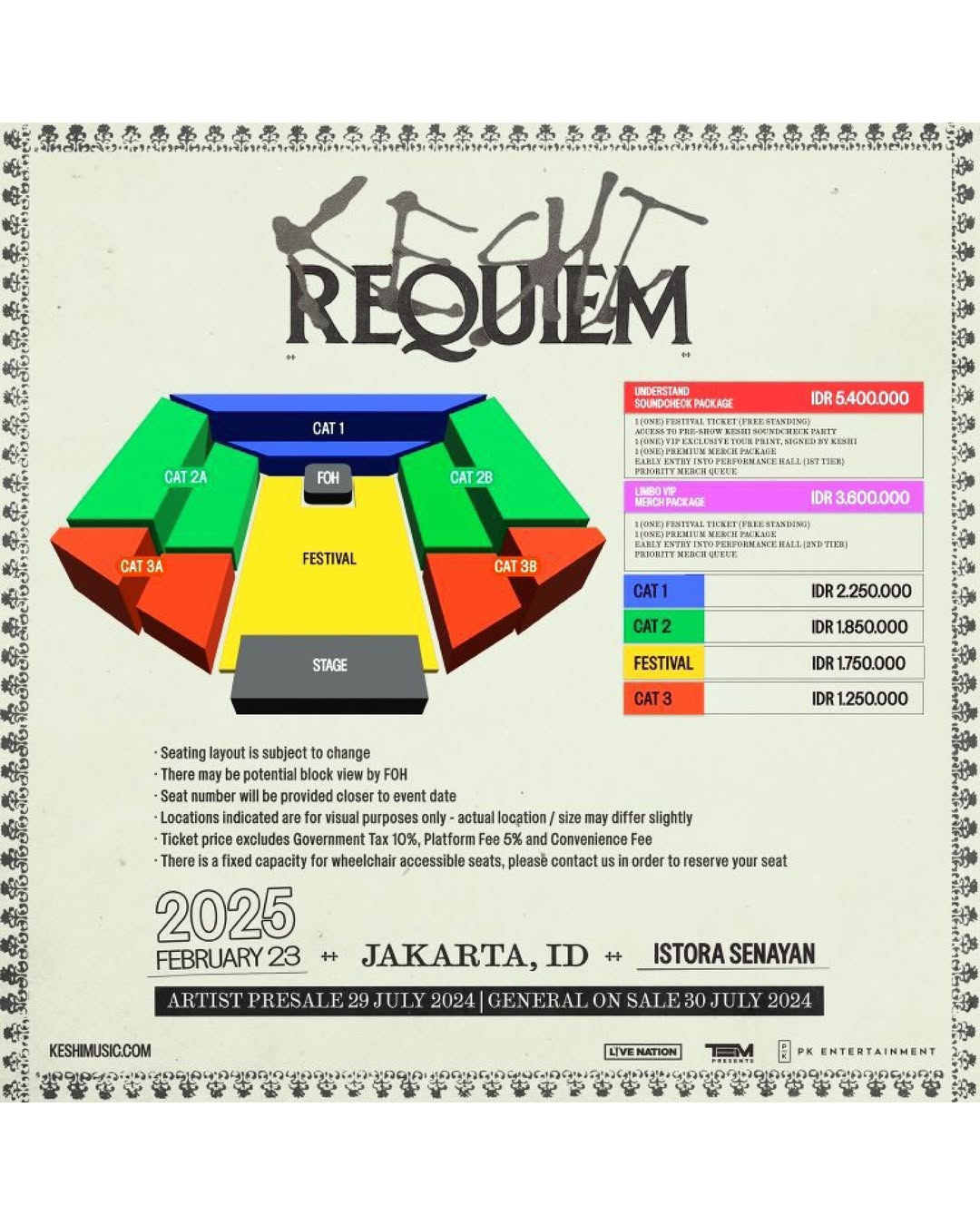 Denah venue konser KESHI. (Tangkapan layar)
