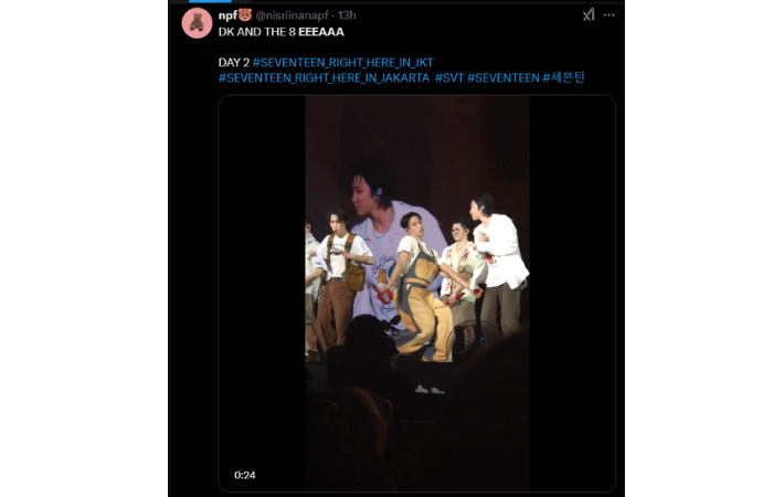 Member Seventeen terlihat menikmati sorakan "eeaa" dari Carat (X/@nisriinanapf)