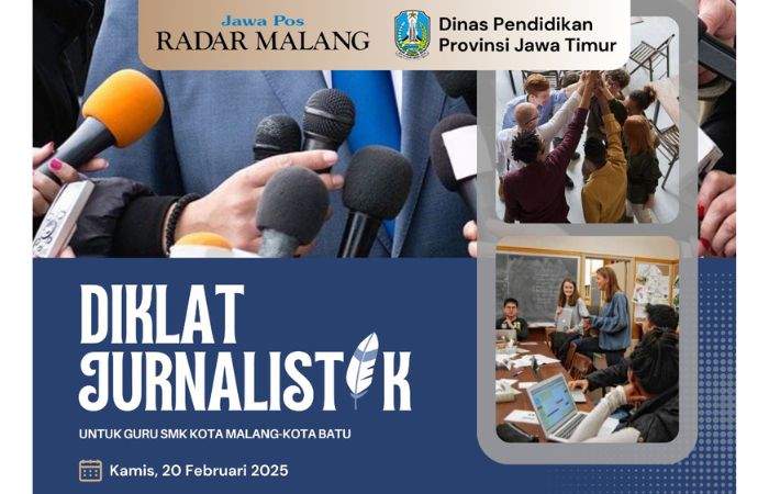 Poster Diklat Jurnalistik yang diadakan Jawa Pos Radar Malang untuk guru SMK Kota Malang-Kota Batu