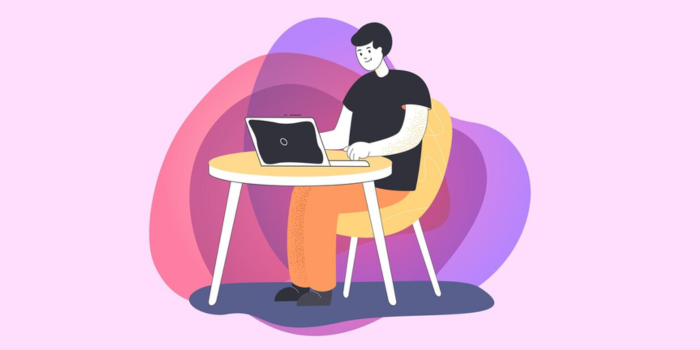 Ilustrasi pemuda sedang mengerjakan sesuatu di laptop. (Freepik: Kampus)