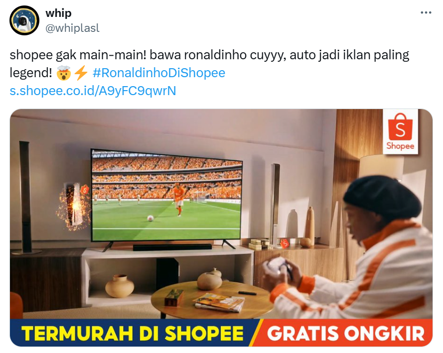 Tak terduga Ronaldinho menjadi Bintang Iklan Shopee (faraldiva).
