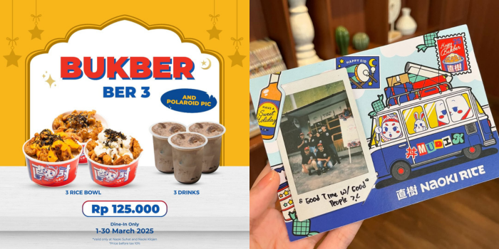 Promo Bukber Ber3 yang ditawarkan Naoki. (Instagram: naokirice)