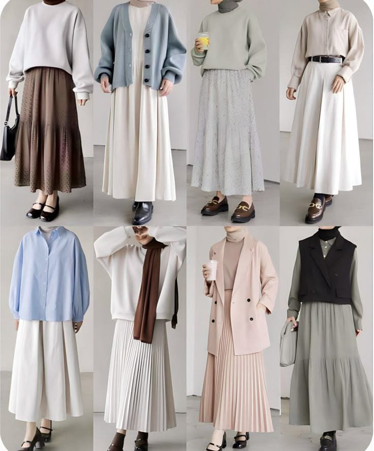Ilustrasi inspirasi outfit wanita Islam. (M)