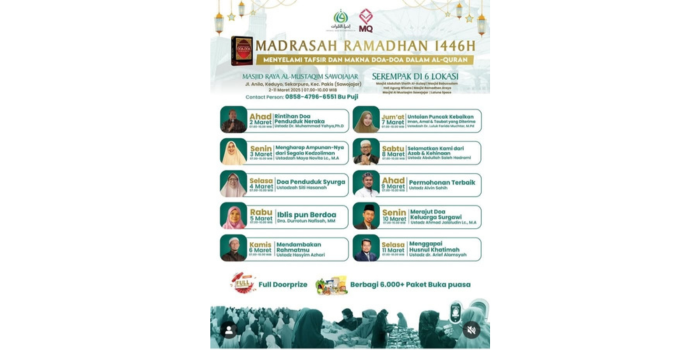 Kajian Madrasah Ramadan 1446 H di Masjid Raya Al-Mustaqim Malang. (Tangkapan Layar Status Whatsapp Salah Satu Pengurus)