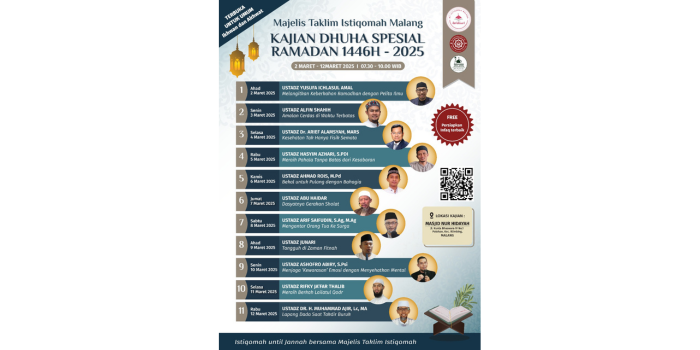 Poster kajian di Masjid Nur Hidayah Malang. (Tangkapan Layar Status WA Salah Satu Pengurus)
