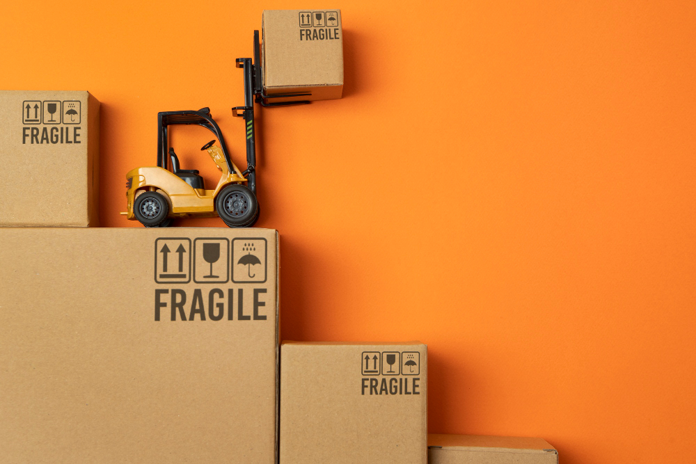 Supply chain representation with  forklift top view (Freepik)
