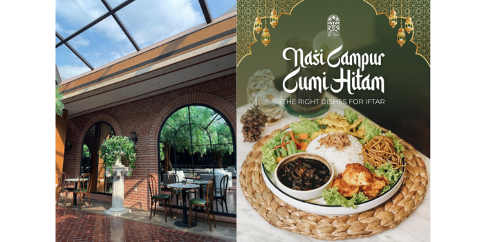 Kiri: Spot makan The Grove (Wulan Rusli) Kanan: Poster menu Ramadan The Grove (thegrove.mlg)