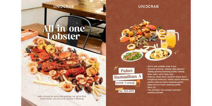 KIRI: Menu Favorit di Uniccrab KANAN: Paket Ramadan (uniccrab)