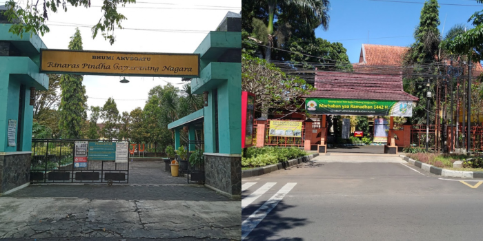 Sebelah kiri adalah gerbang SMPN 4 Kota Malang & sebelah kanan adalah gerbang SMAN 8 Kota Malang (Aris Budianto/Eka P. Negara).