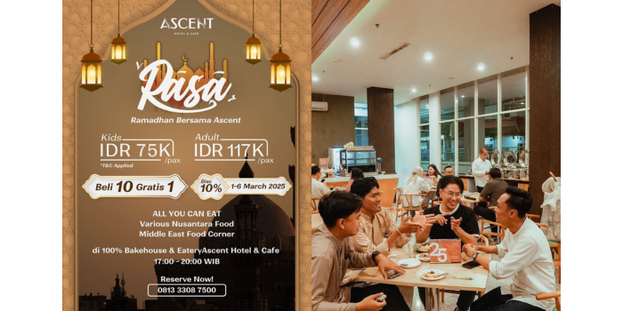 Poster Promo dan suasana bukber di Ascent Hotel Malang (ascent_hotelandcafe)