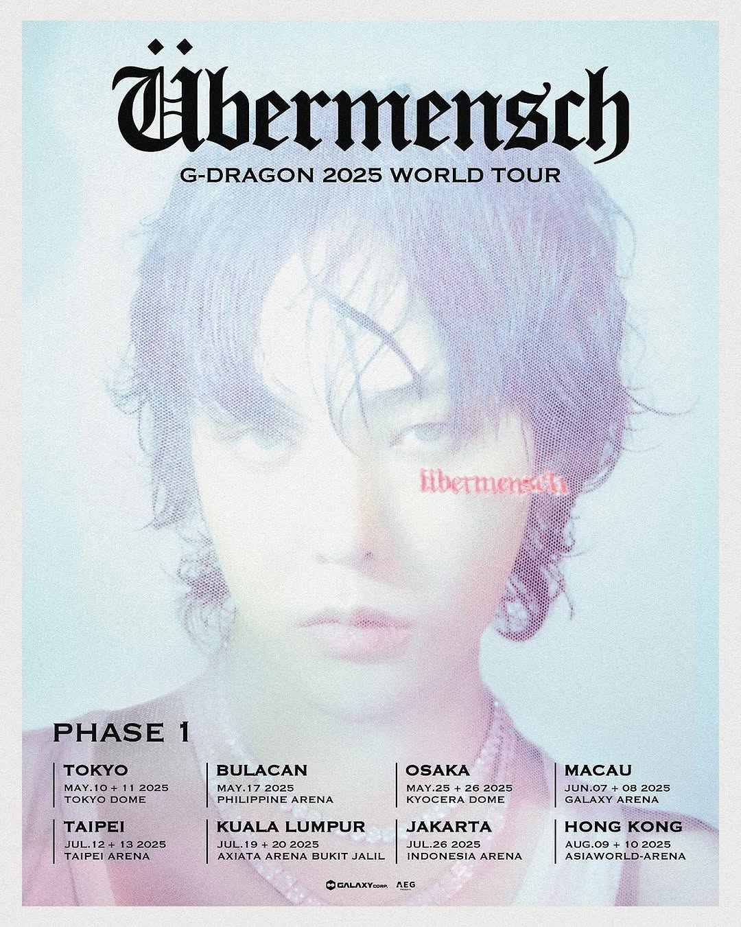 Poster world tour G-Dragon yang bertajuk &lsquo;&Uuml;bermensch&rsquo;. Jakarta jadi salah satu daftar kota yang disambangi. (Instagram/@xxxibgdrgn)