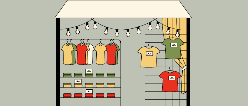 Ilustrasi Toko Baju Kaus