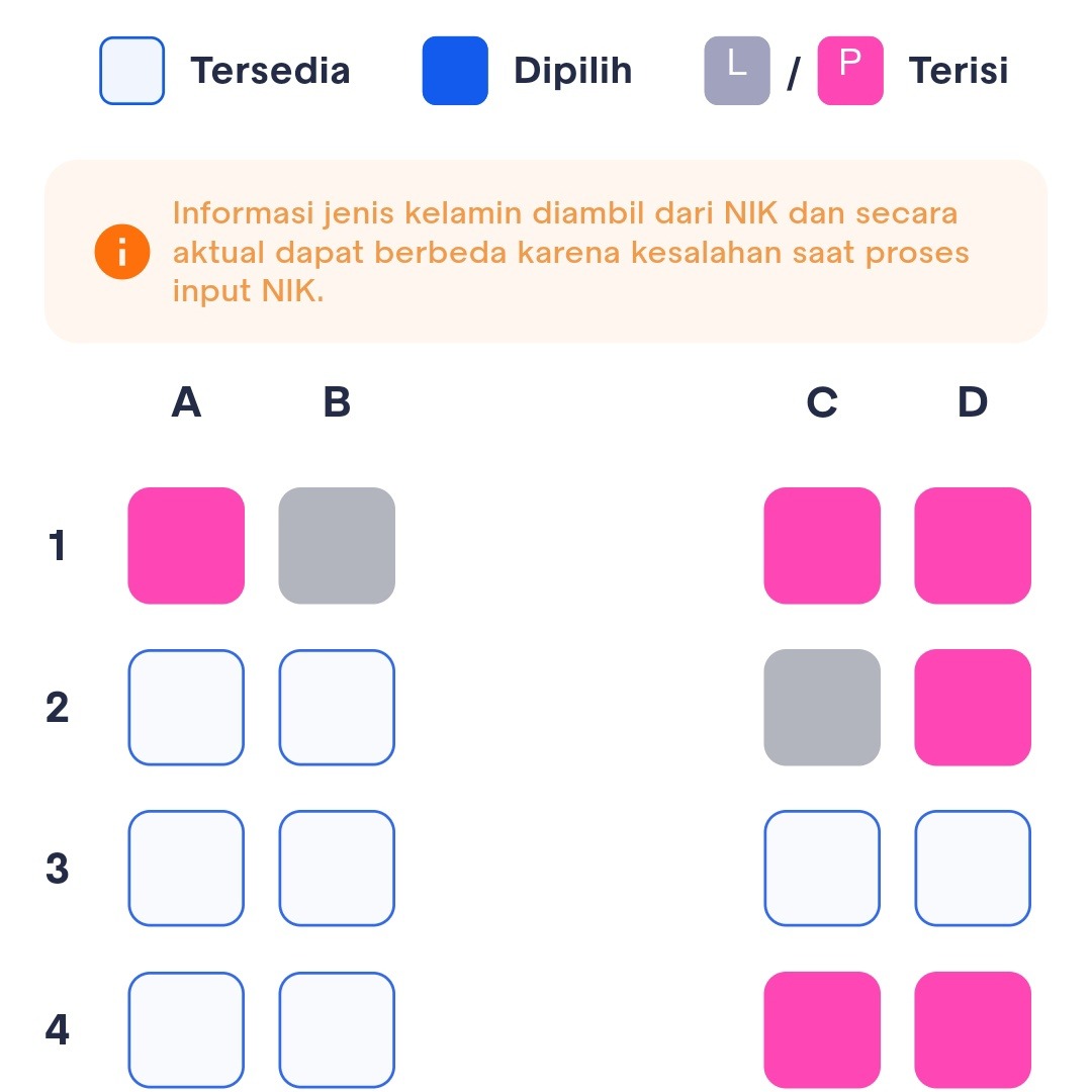 Fitur Female Seat Map KAI