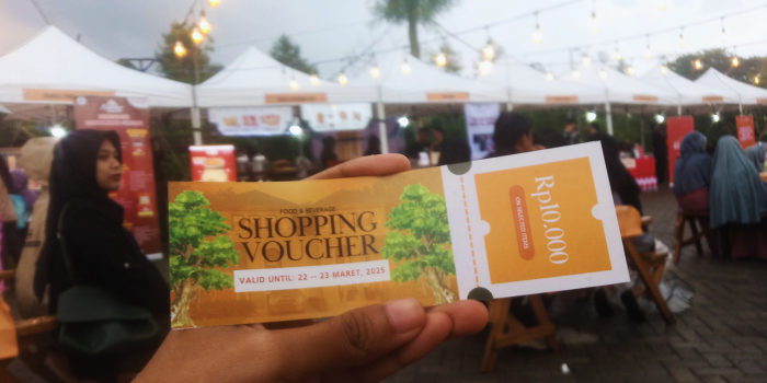 Voucher belanja Rp10.000 yang diberikan oleh pihak panitia selama acara Sparkling Ramadan (Majesta Yesha).