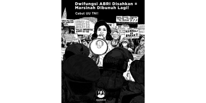 Ilustrasi Kasus Marsinah jadi pengingat bahaya militerisme di ranah sipil.(@marsinahid/instagram).