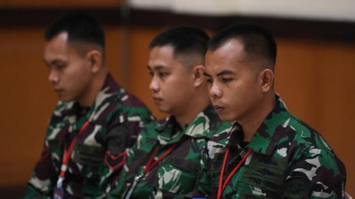 Sidang militer 3 TNI AL yang menjadi tersangka penembakan bos rental. (CNN)