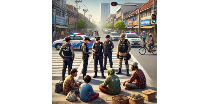 Ilustrasi razia anjal-gepeng oleh Satpol PP Kabupaten Malang (Artificial Intelligent).