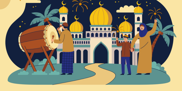 Ilustrasi takbrian pada saat malam lebaran (pch.freepik)