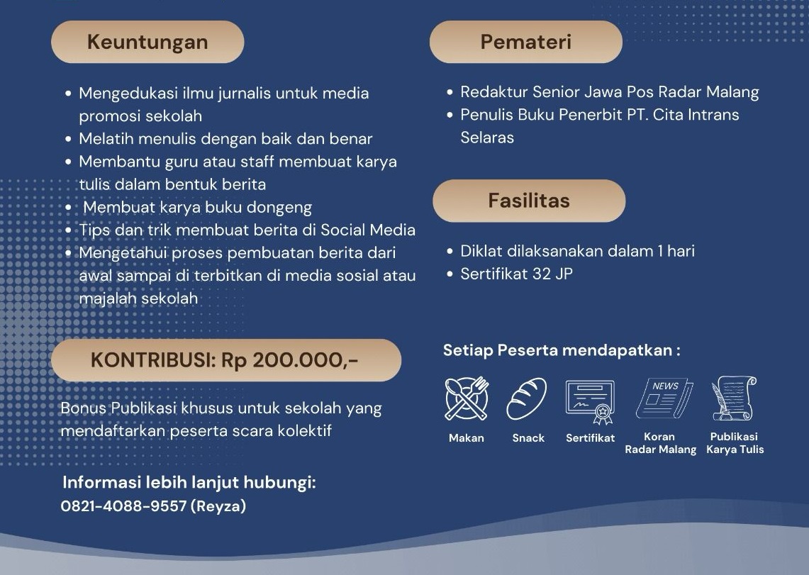 SEGERA DAFTAR: Diklat Jurnalistik untuk Guru KB dan TK se-Kota Malang.