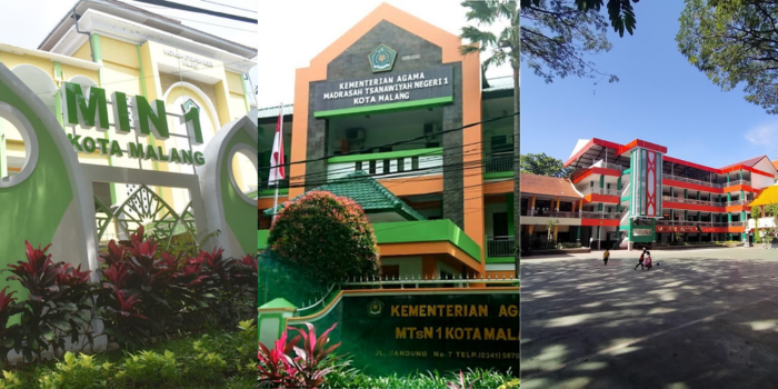 MIN 1, MTsN 1, dan MAN 2 Kota Malang (dari kiri ke kanan).