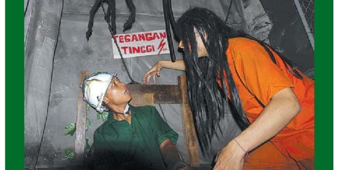 MENDEBARKAN: Excito Haunted House di Mal Sarinah Malang menawarkan sensasi horor dengan talent asli yang berperan sebagai hantu.