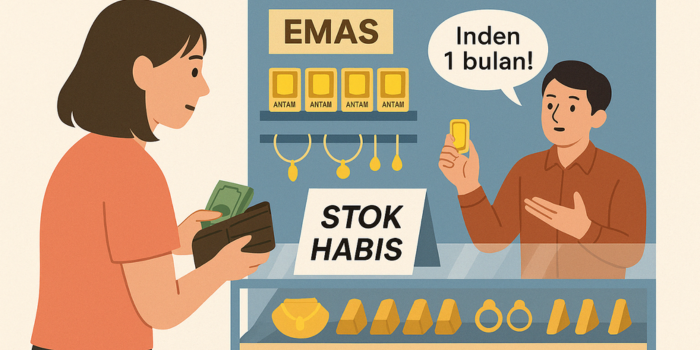 Ilustrasi jual beli emas antam.