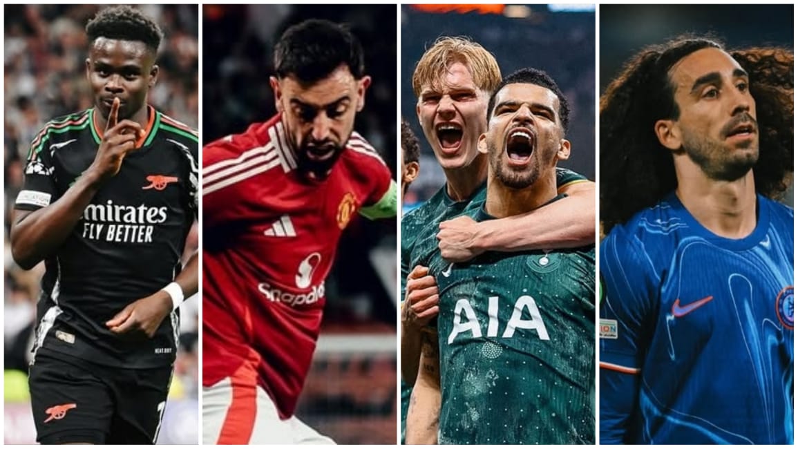 KAWINKAN GELAR: Bukayo Saka, Bruno Fernandes, Dominic Solanke, dan Marc Cucurella yang jadi andalan di klubnya masing-masing saat menghadapi kompetisi Eropa.