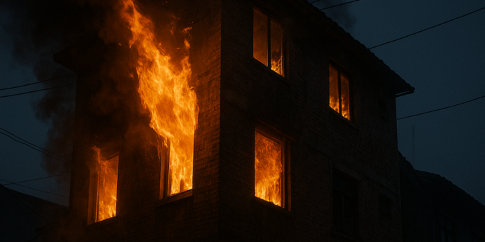 Ilustrasi rumah terbakar.
