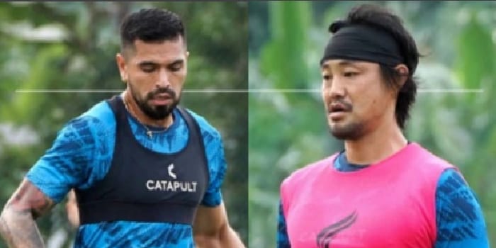 PEMBUKTIAN: Julian Guevera (kiri) dan Choi Bo-kyung diharapkan menunjukkan penampilan terbaik dalam laga melawan Persita nanti sore.