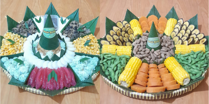 Dua tumpeng non nasi ala Oewik Kitchen dengan tatanan rapi yang menggugah selera. (OEWIK KITCHEN FOR RADAR MALANG)