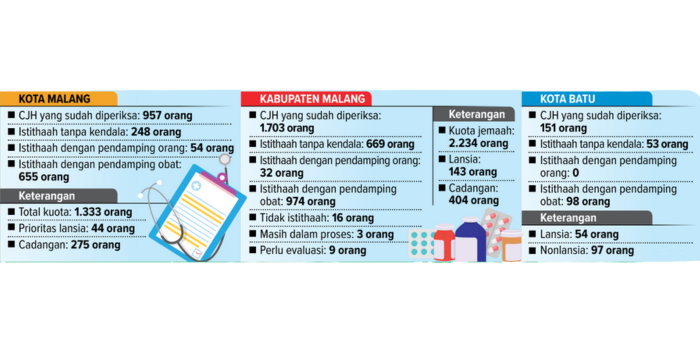 Grafis hasil pemeriksaan kesehatan calon jamaah haji.