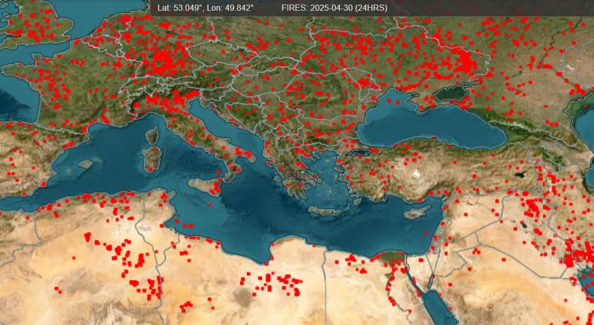 Titik Daerah-daerah Cuaca Ekstream di Israel (X @SuppressedNws)