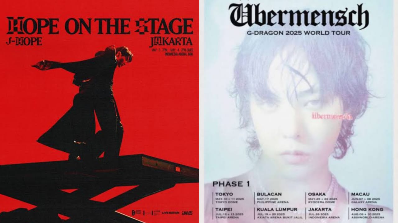 Poster Konser J-Hope "HOPE ON THE STAGE" dan Konser G-Dragon "Ubermensch" di tahun 2025