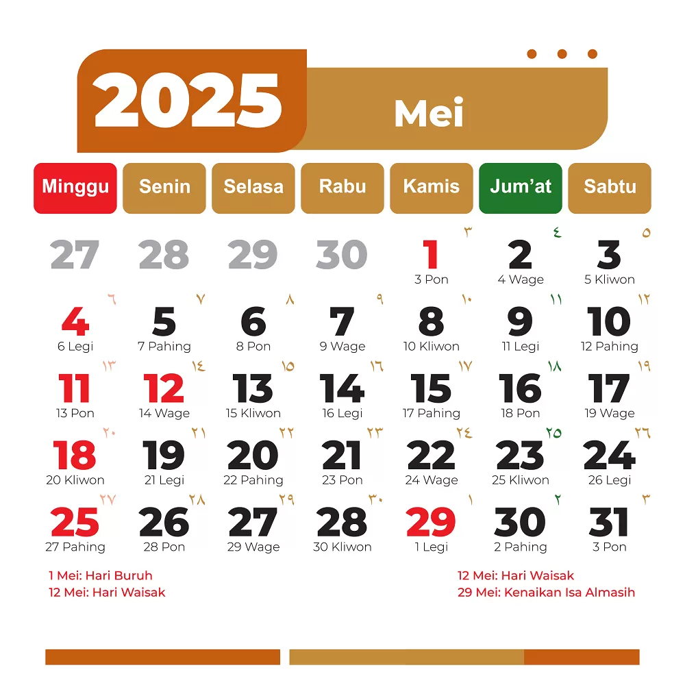 Kalender bulan Mei 2025. (Kaltim Post)