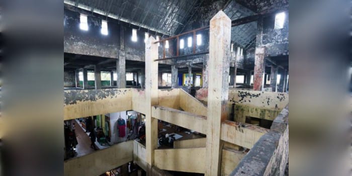 DANANYA MENYUSUT: Lantai atas Pasar Comboran dikosongkan sebagai bentuk persiapan revitalisasi.