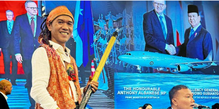 KOLABORASI: Lukman Agus Firmawan memainkan didgeridoo di Istana Negara, 15 Mei lalu.