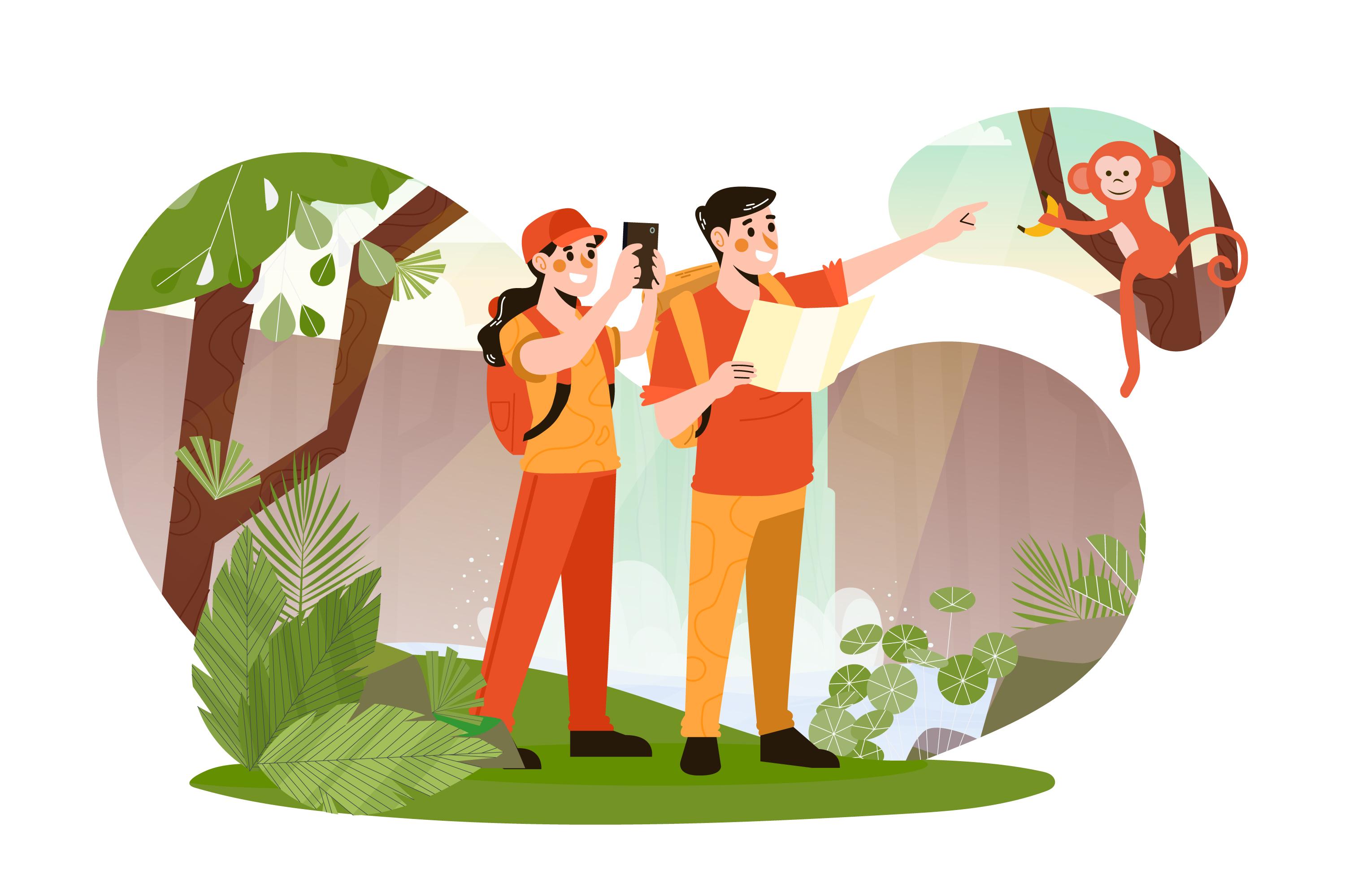 Ilustrasi pengunjung yang mengunjungi wisata satwa (pch.freepik)