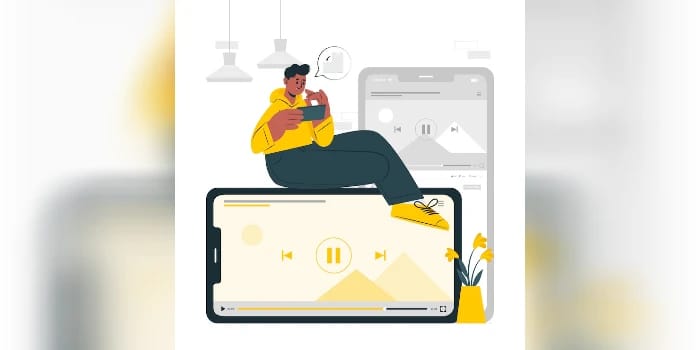 Ilustrasi Orang sedang Nonton Film di Handphone (sumber foto: freepik)