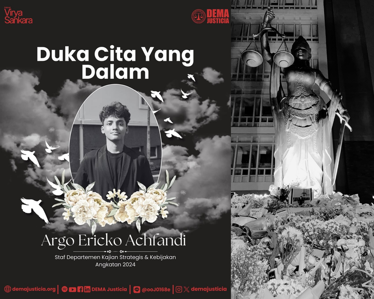 Poster Duka Cita yang Diunggah DEMA FH UGM dan Patung Themis, Sebagai Simbol Keadilan