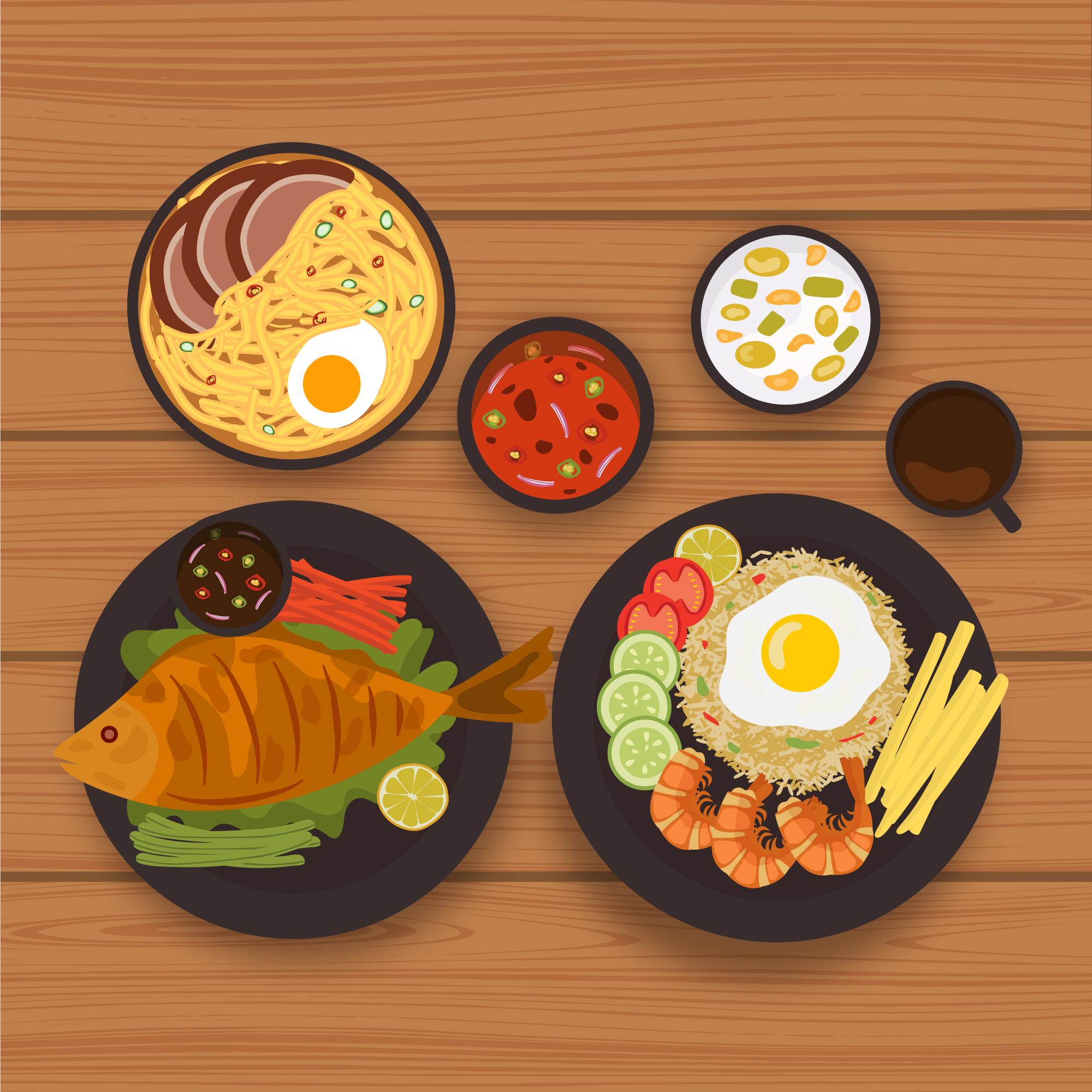 Ilustrasi makanan masakan rumahan (pch.freepik)