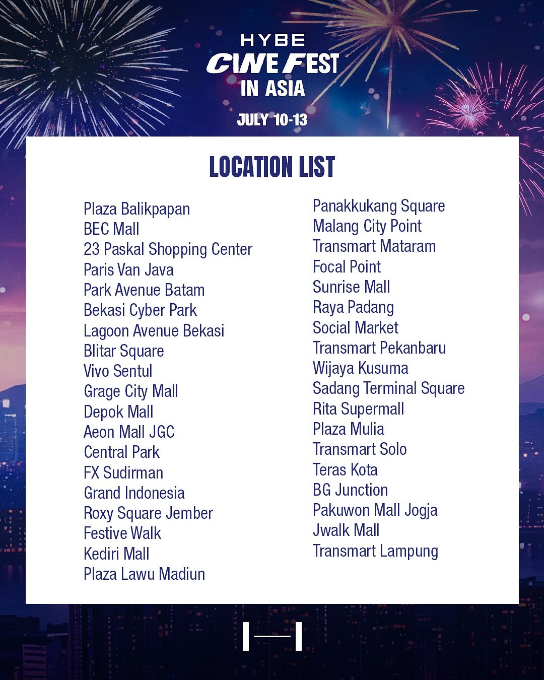 Lokasi Hybe Cine Fest di CGV Indonesia (Instagram @cgv.id)