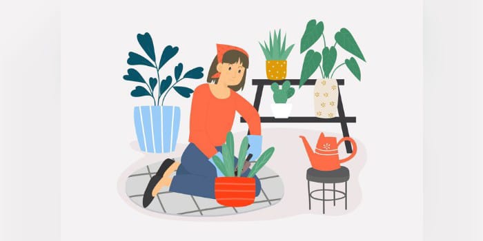 Ilustrasi Orang Merawat Tanaman Hias (sumber foto: freepik)