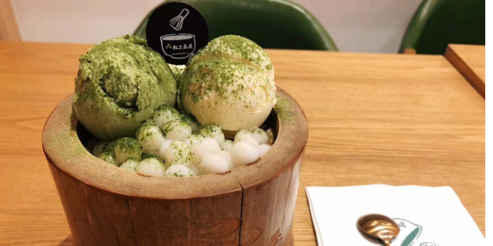 Foto hidangan dessert matcha