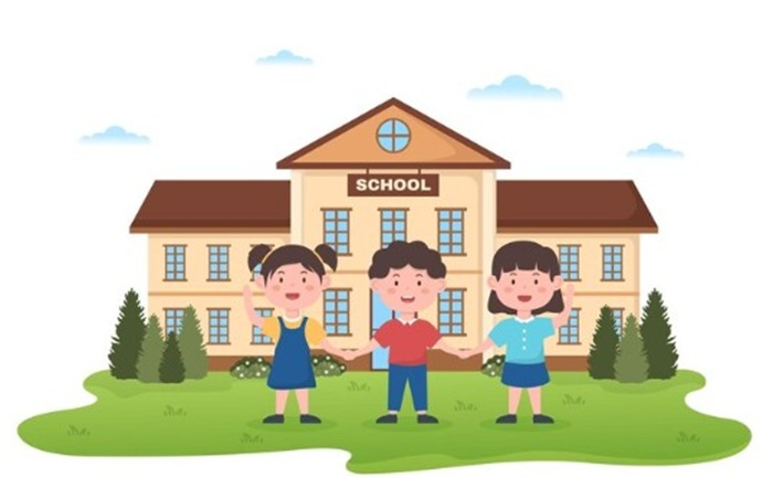 Ilustrasi sekolah dan anak-anak
